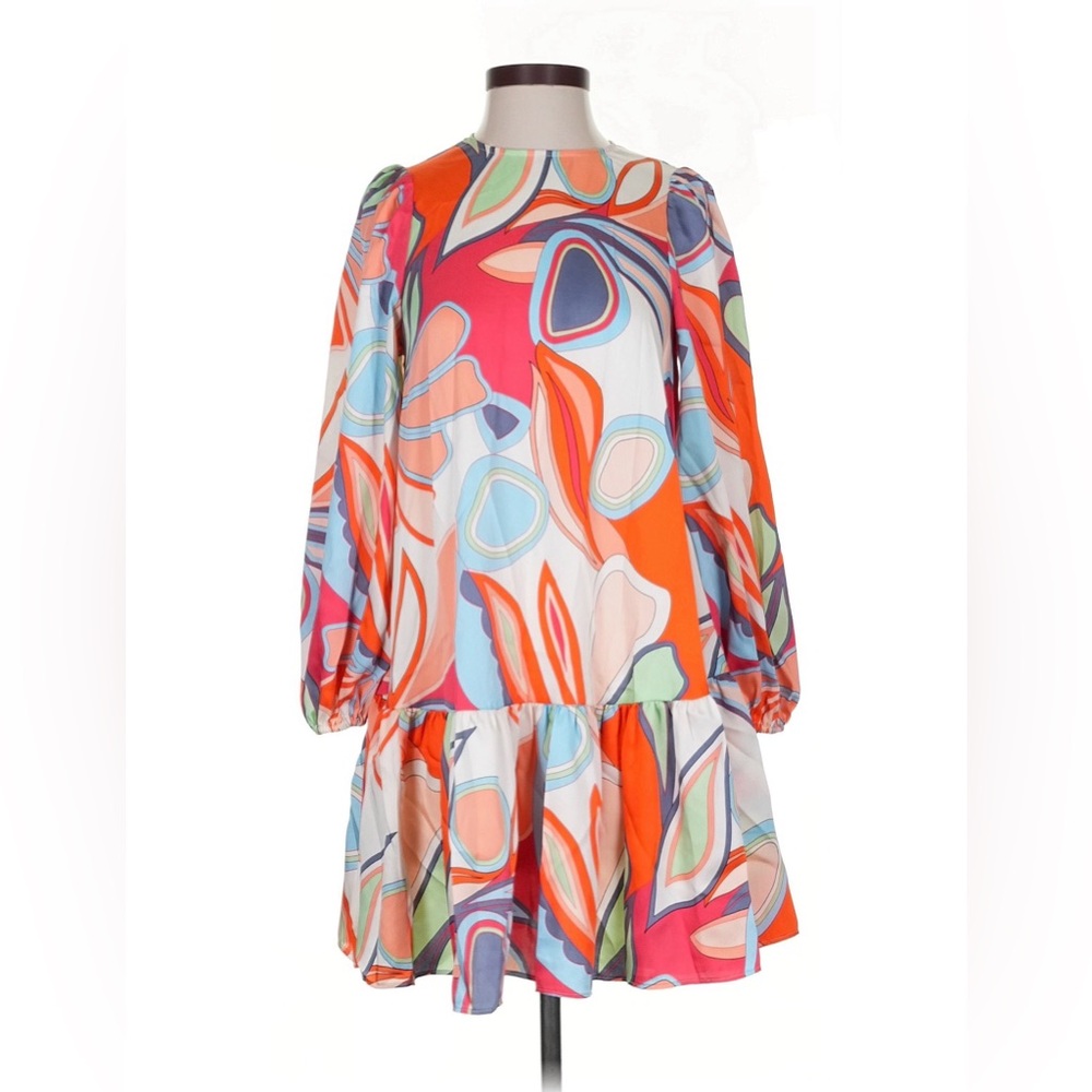 Alexis Women’s Orange Multi-Color Abstract Print Dress XXS